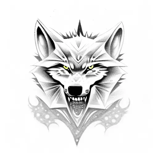 Fantasy Wolf Howling At The Moon In A Mountain Landscape