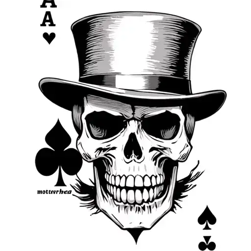 A Skull Wearing A Top Hat And Holding An Ace Of Spades Inspired By Motorhead