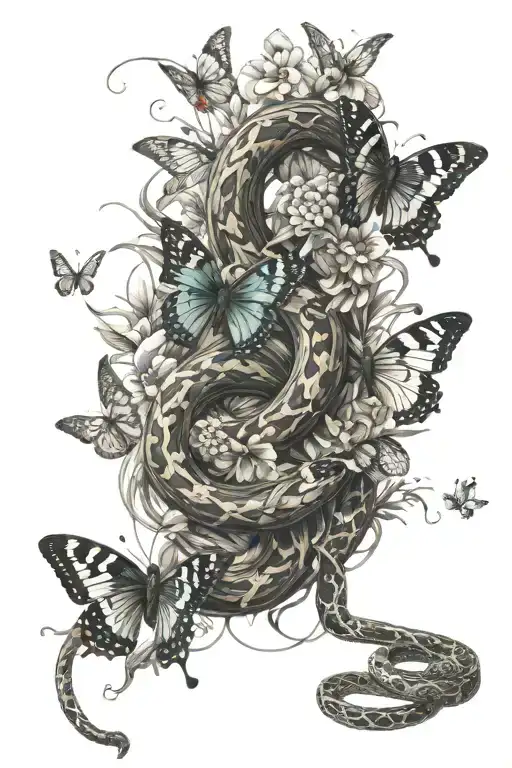 Butterflies And Snake