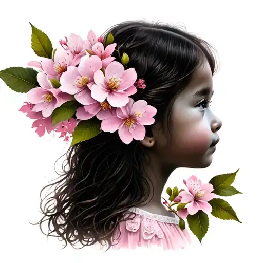 Children Flowers Leafs Cherry Blossom