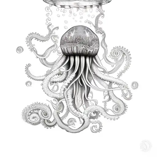 Jellyfish With Sunflowers And Octopus