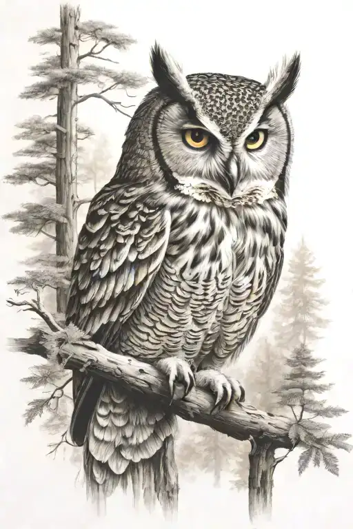 Owl In A Forest Scene With Hidden Within