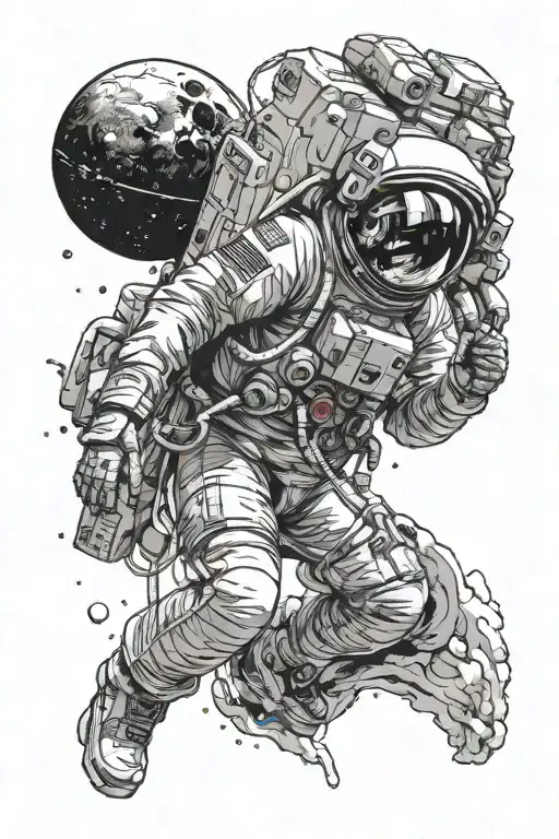 Female Astronaught Floating In Space