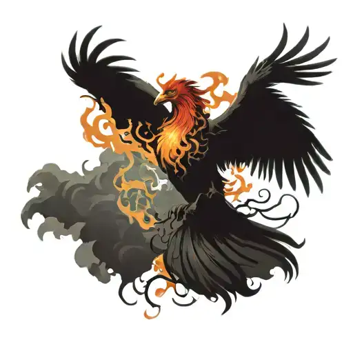 A Veteran's Silhouette With A Fiery Phoenix Rising From The Ashes