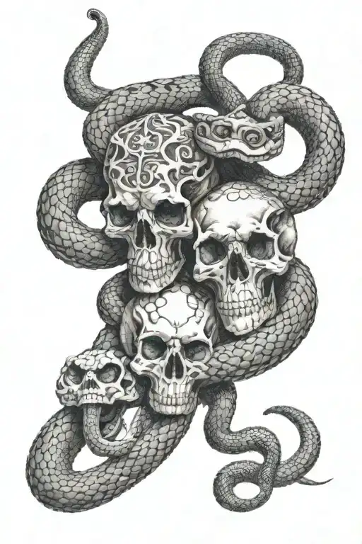 A Snake With A Skulls Facing Each Other