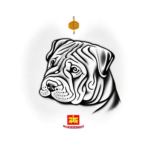 Shar-pei Dog With Chinese Background