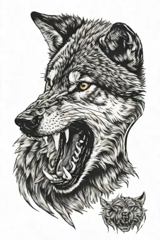 Snarling Wolf Head