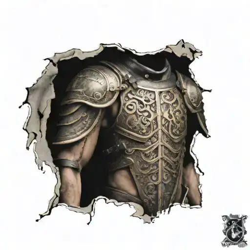 Ancient Warrior Armor Under A Cut Wound Stiched