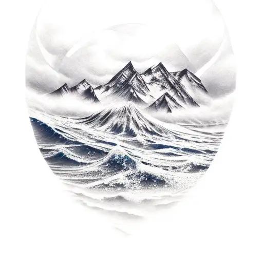 Mountain With Water Waves Below It