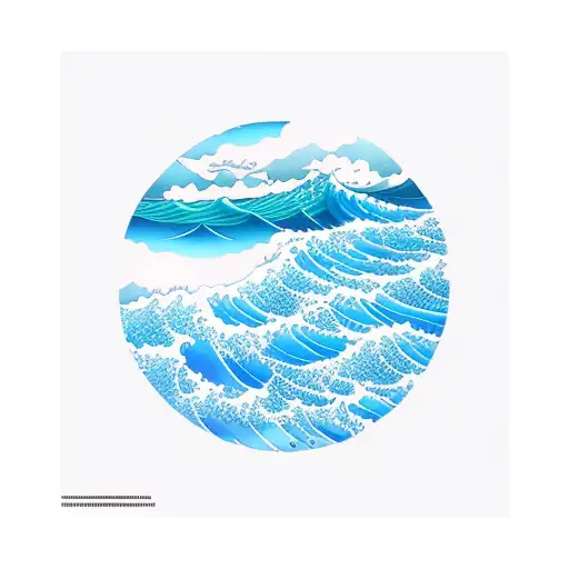 Simple Blue Ocean Wave With Horizon