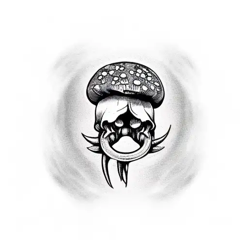 Skull And Mushroom And Hand And All Seeing Eye