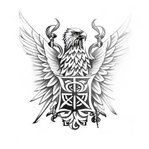 Polish Eagle With Viking Runes And Scottish Sleeve