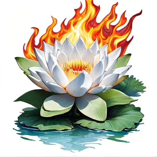 White Lotus On Fire Burning