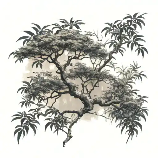 Djungle Tree And Bush Branch Long