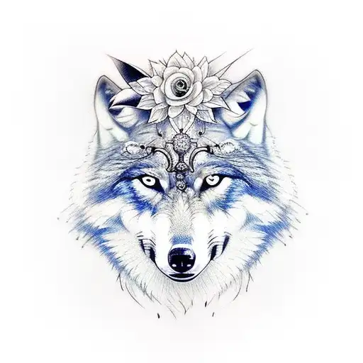Wolf With Flower Crown