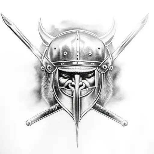 Viking With Sword An Helmet