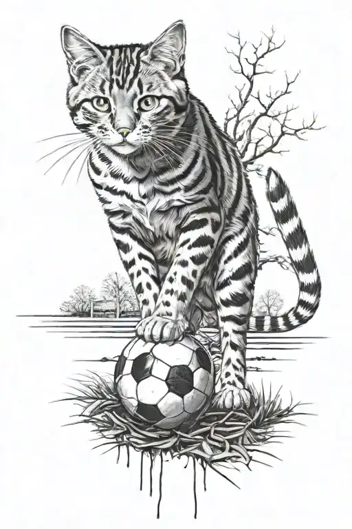 Pussycat And A Peanut On A Football Field