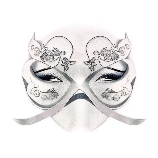 Laugh Now Cry Later Masks With A Purple Ribbon Going Down The Middle That Says Pain And Strength