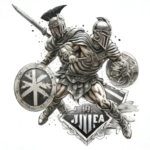 Gladiator Warrior Battling With Juventus Fc Shield