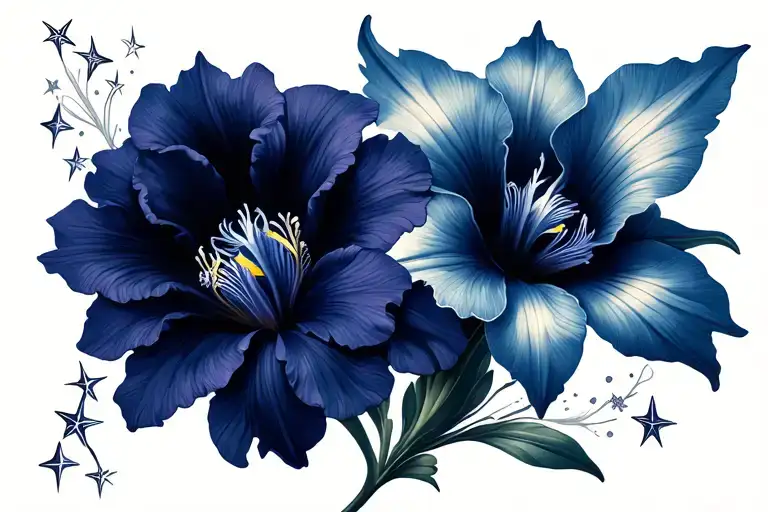 Love And Iris Flower With Stars