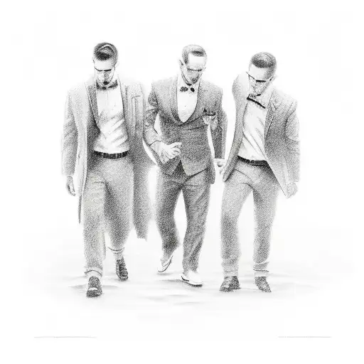 Dad With Two Sons Walking