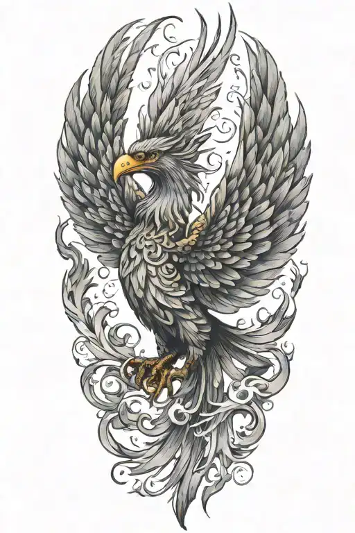 Phoenix Rising From The Ashes Symbolizing Rebirth