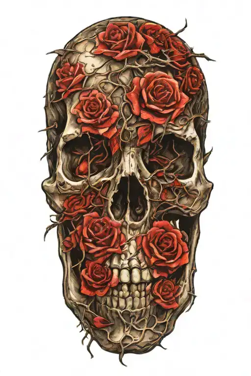 Skull And Roses And Thorns