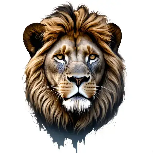 Face Tattoo Of A Serious Lion