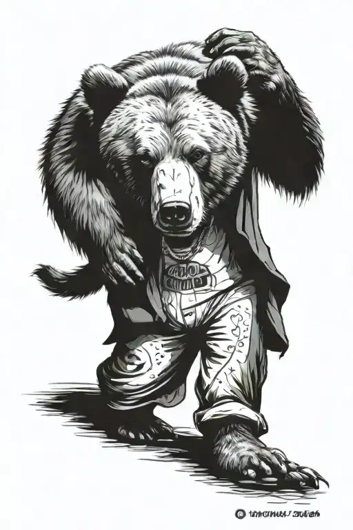 Full Body Shot Of A Bear Wearing Authentic Clothes Of A Miller