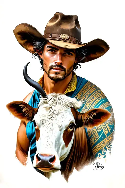 Cow Boy With Cow And Greek Mythology