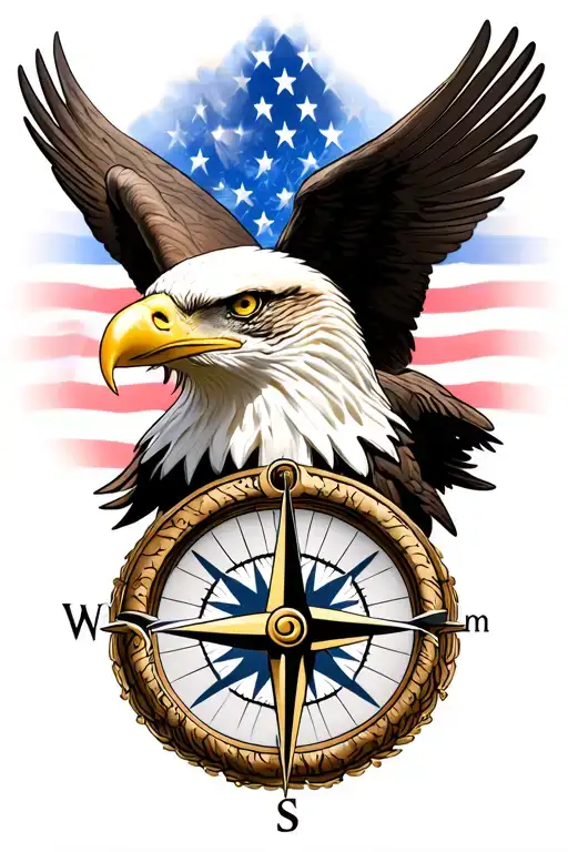 Patriotic Bald Eagle And Compass