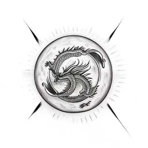 Dragon With The Sun And Moon