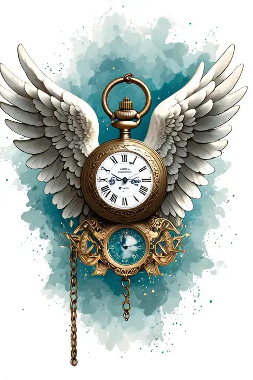 Compas Pocket Watch Angel Wings