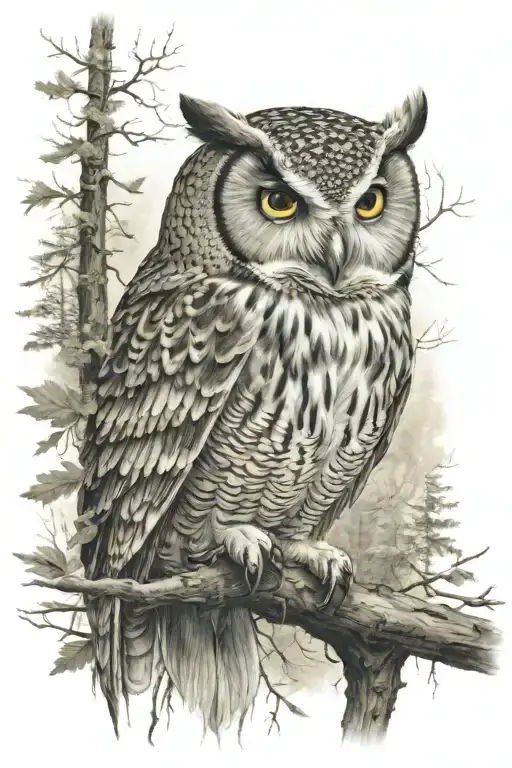 Owl In A Forest Scene With Hidden Within
