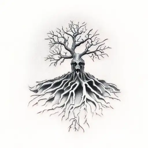 Tree Growing Around A Skull