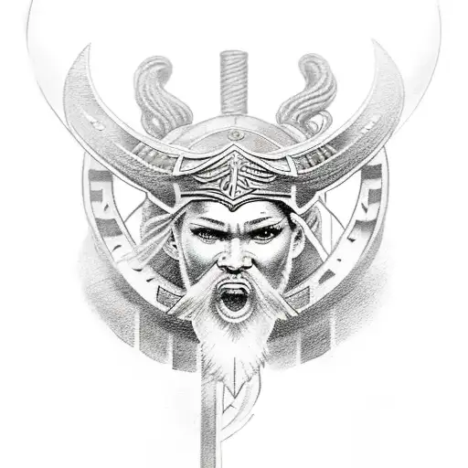 Valkyrie With Viking Ships And Viking Runes