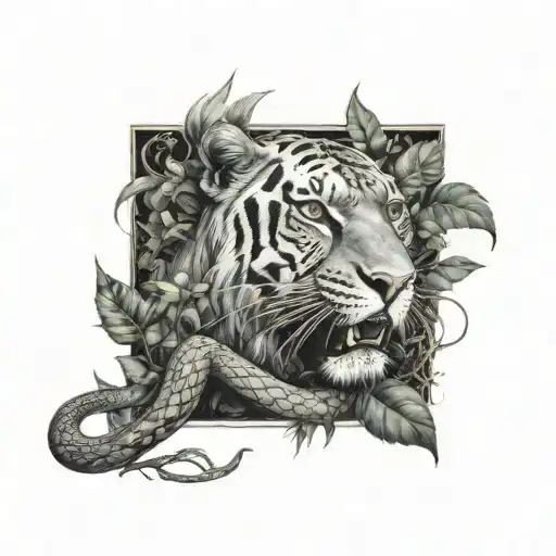 Leon With Jungle Bushes Trees Forest Snakes And Liana