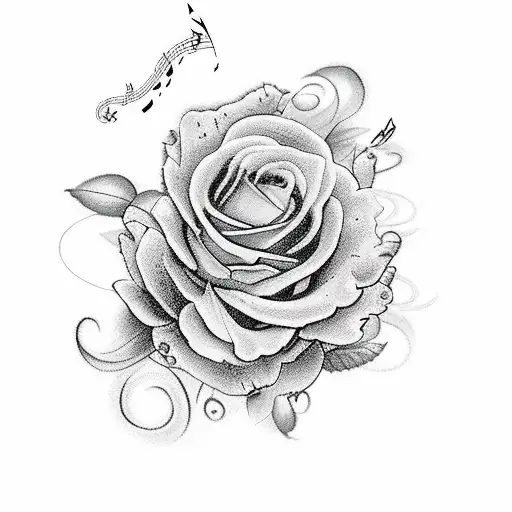 A Butterfly Made Out Of Music Notes Surrounded By Roses