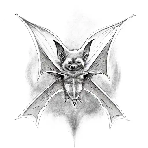 Vampire Bat With Wings Spread Open