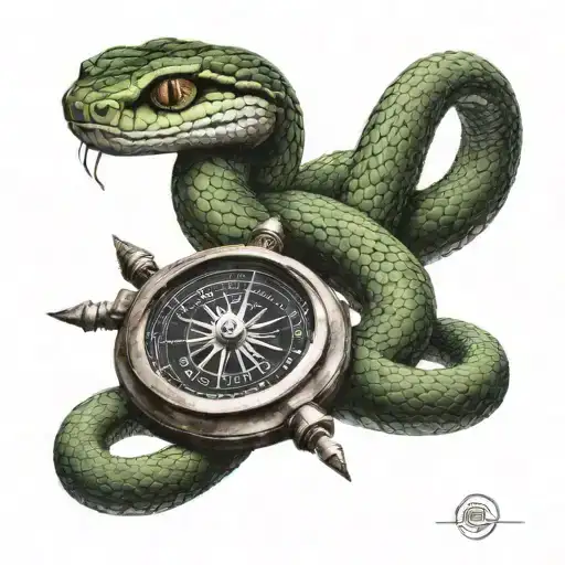 Snake Wrapped Around A Compass