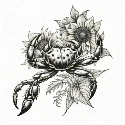 Crab And Sunflower Growing