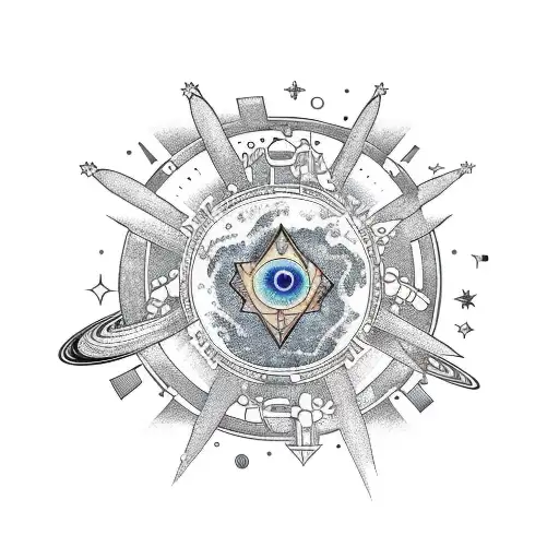 A Celestial Guitar Player Surrounded By Planets And Stars