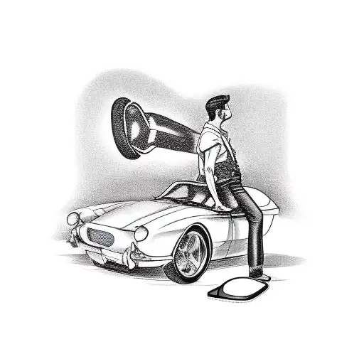 Man Sitting On Car Calling To Little Girl