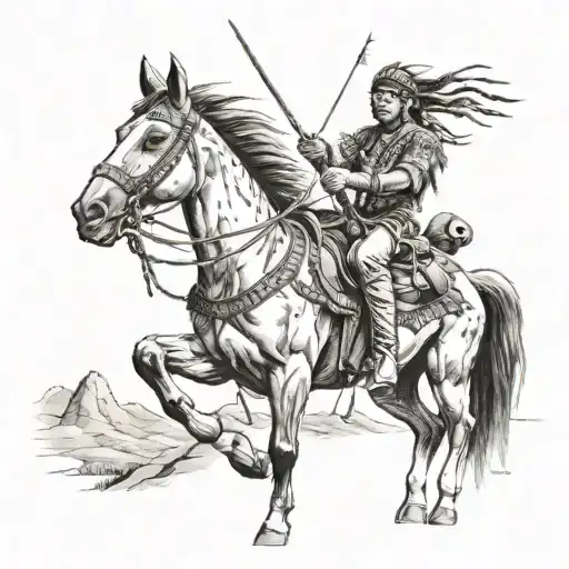 Beautiful Native American Hunter Riding A Horse