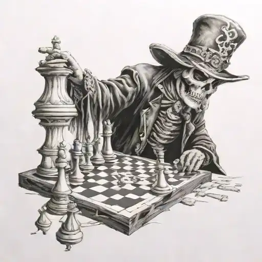 La Catrina Alive Playing Chess