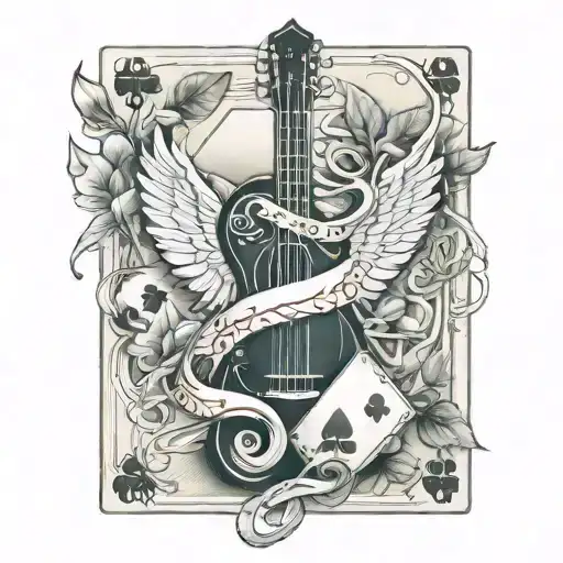 Playing Cards Guitar Caduceus Intertwined