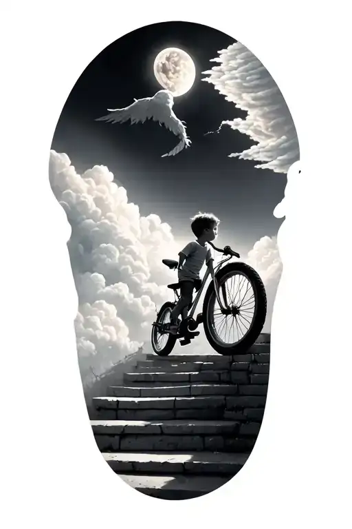 Stairs To Heaven With Little Boy Bike