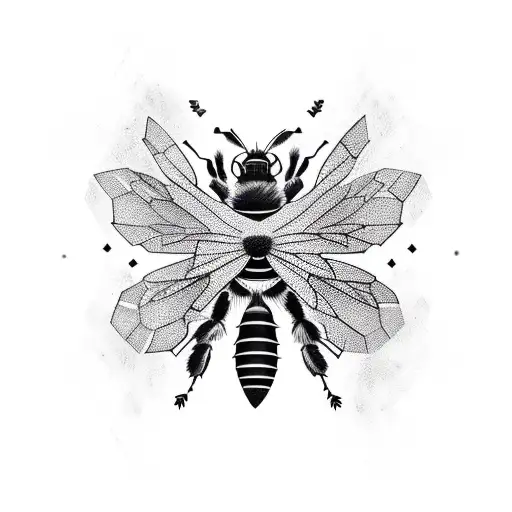 Chest Piece Bee With 3D Honeycomb Background And Dripping Down Body