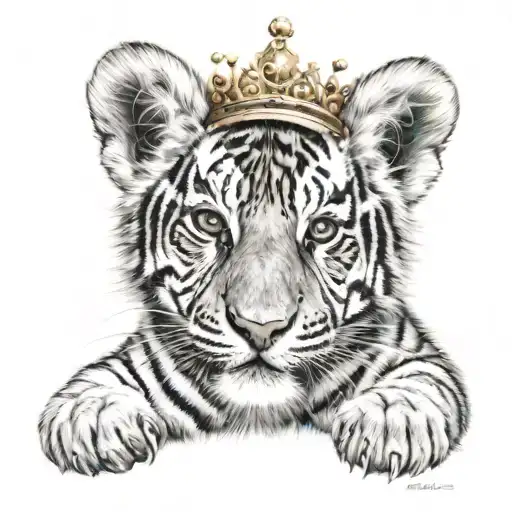 Tiger Cub With Crown