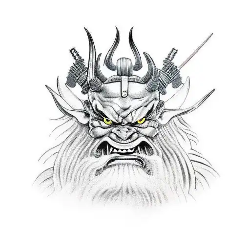 Samurai Fighting Oni